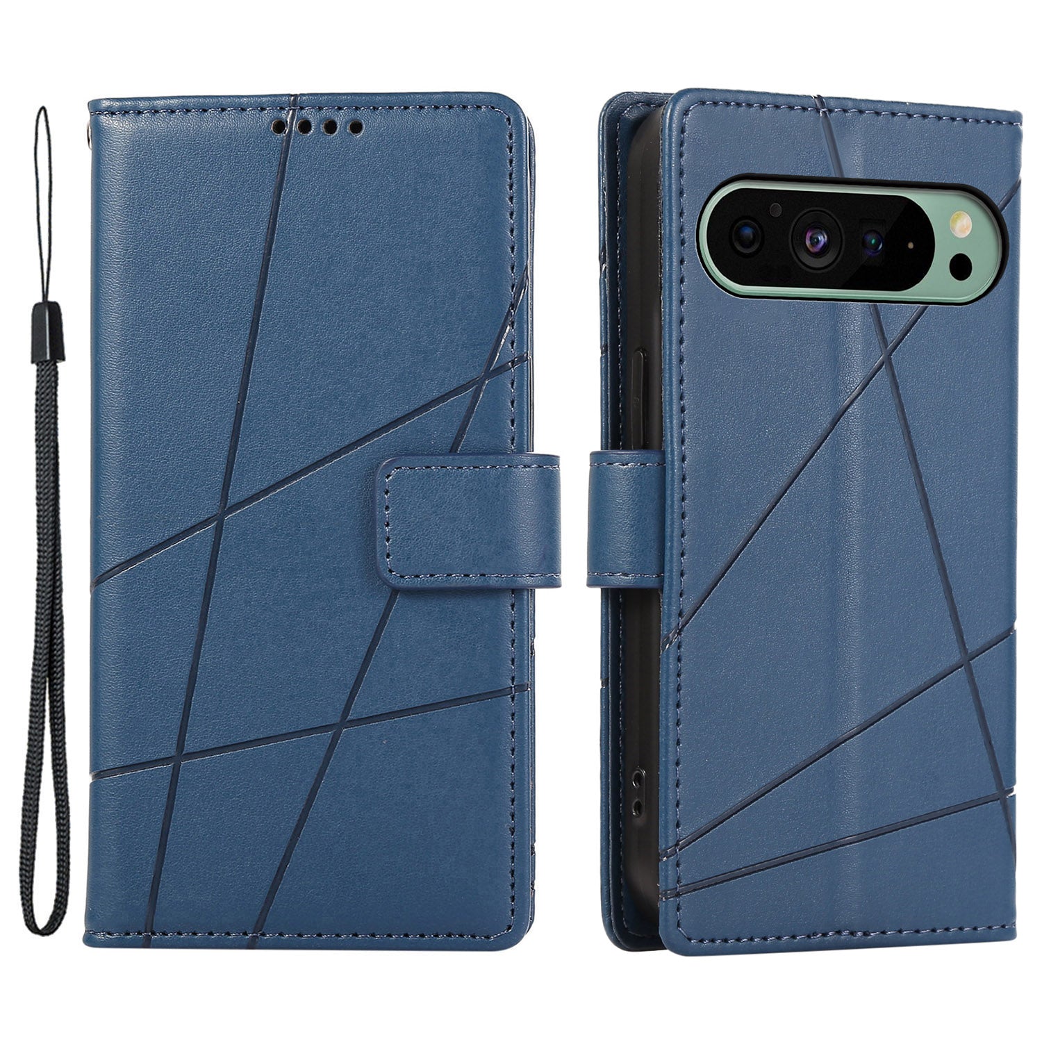 DF-06 For Google Pixel 9 Wallet Case PU Leather Line Imprinted Flip Phone Protector DF-06 For Google Pixel 9 Wallet Case PU Leather Line Imprinted Flip Phone Protector